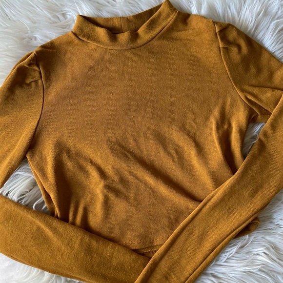 Forever 21 Tops - 3/$15 Mustard Yellow Cropped Long Sleeve